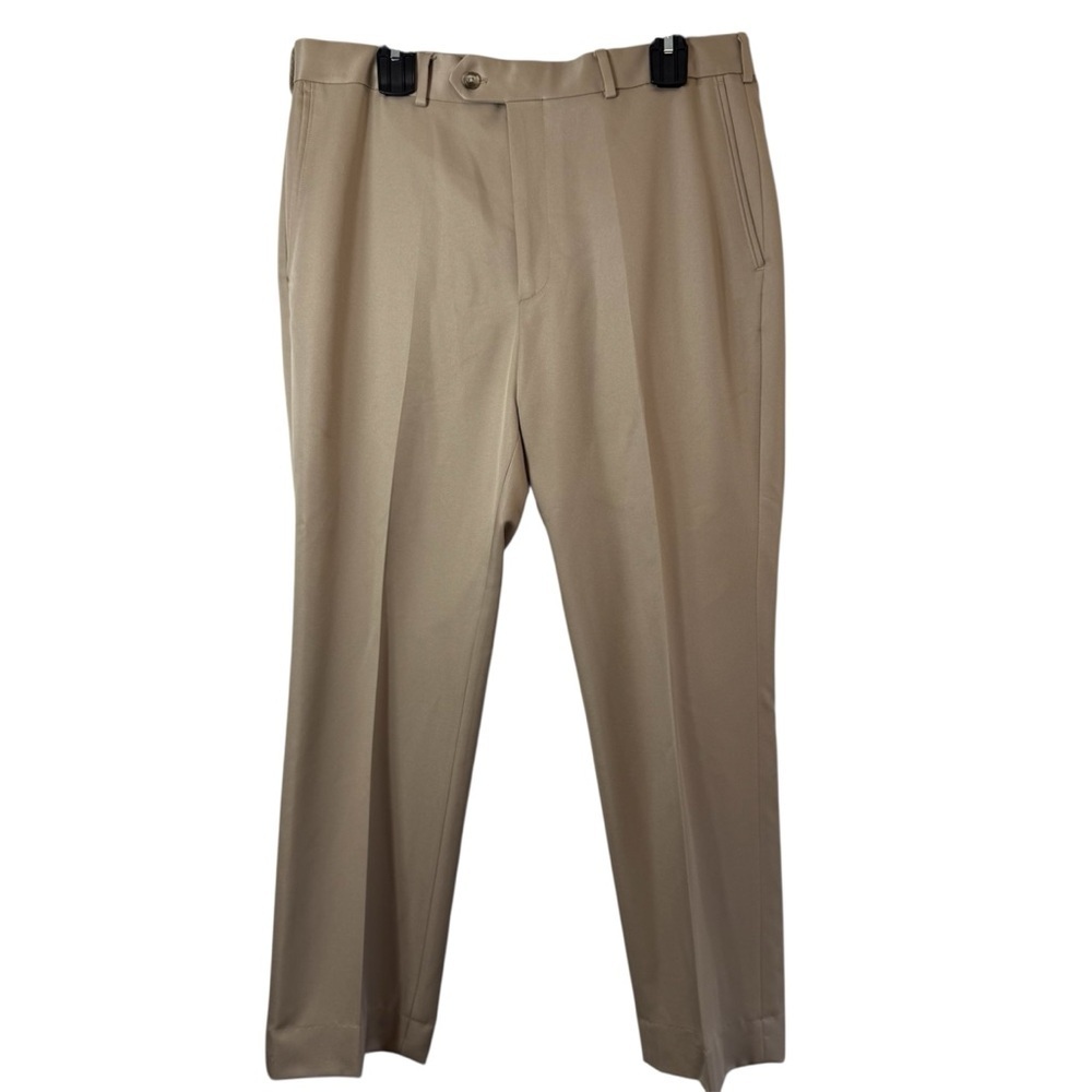 Roundtree & Yorke TravelSmart Khaki Dress Pants 34x29 Tan Flat Front